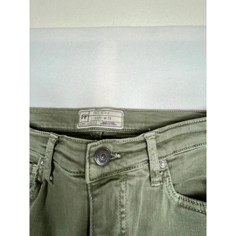 Free People Jeans Womens Size 29 Green Pants Distressed Skinny
